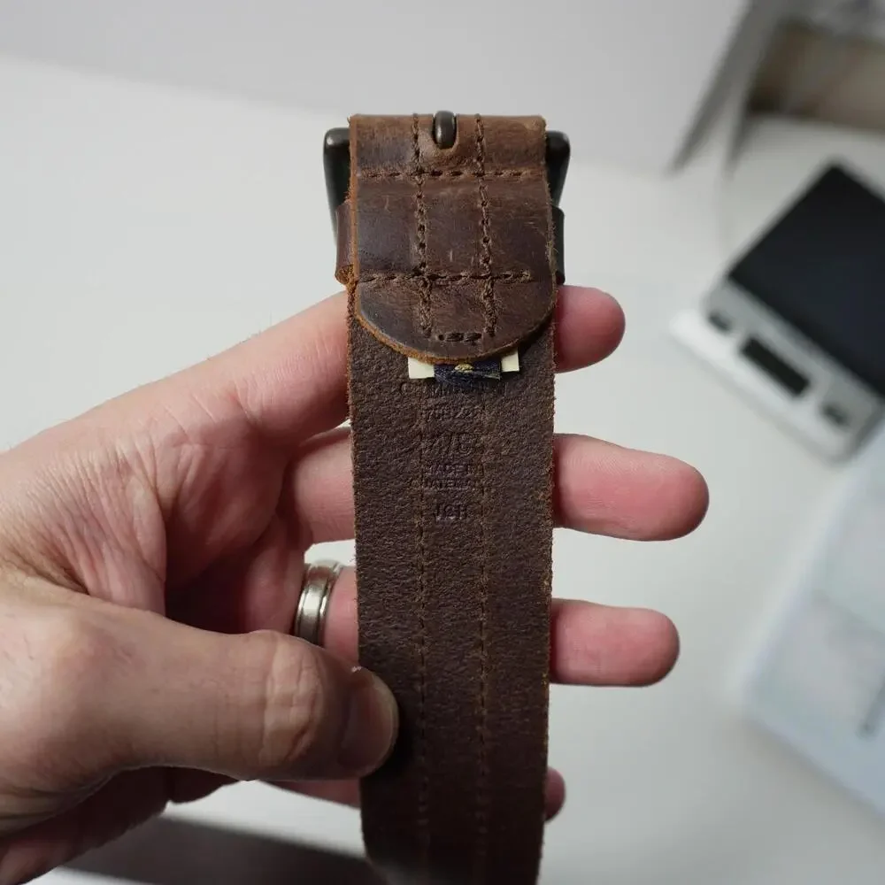 Mens Brown Genuine Leather Belt Classic Buckle 39
